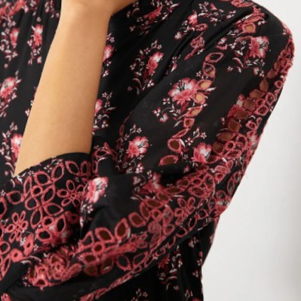 NWT Banjanan Floral Print Eyelet Detail Betty Dress Butti Dusk Size Large - Picture 5 of 16